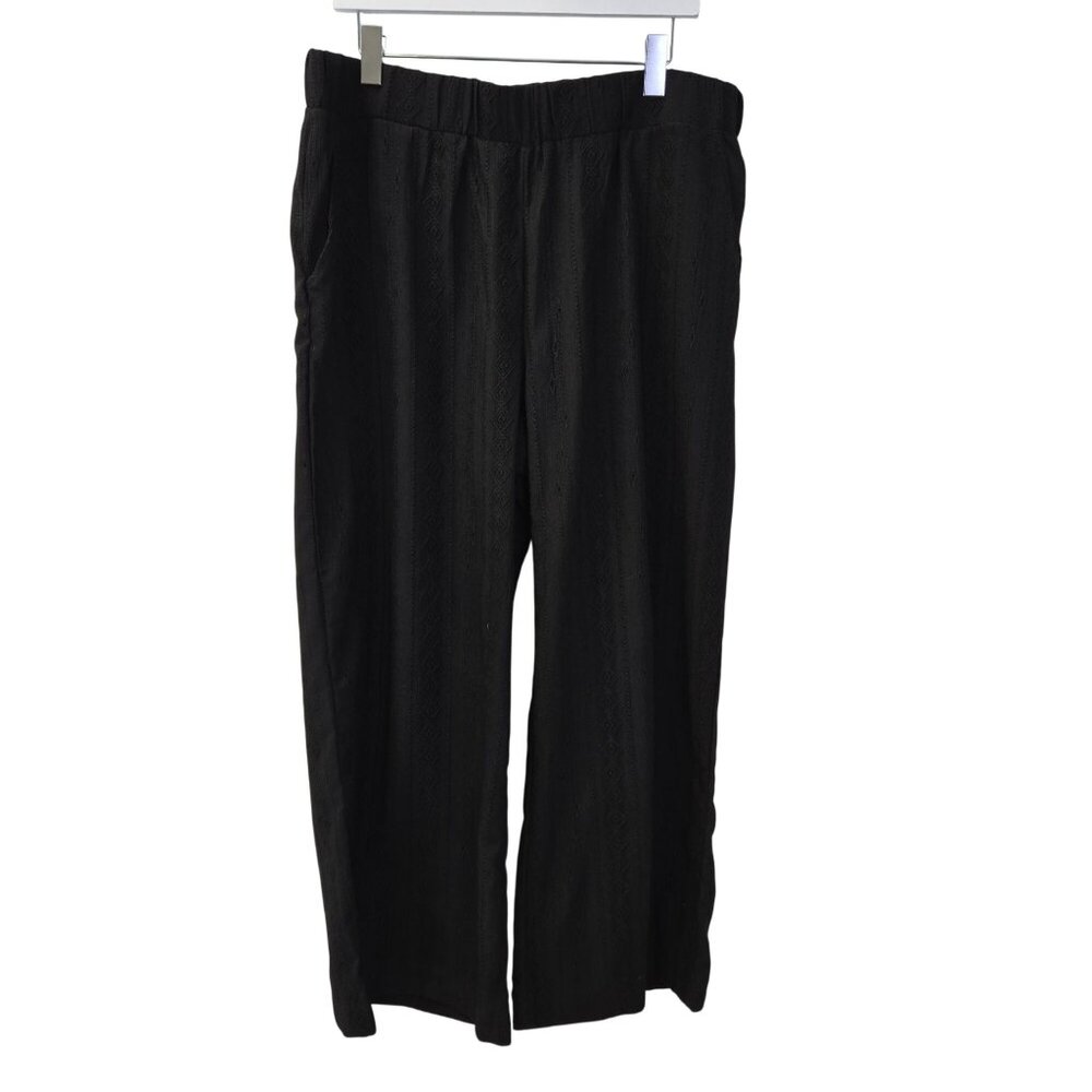 NWT Sabrina Lauren Diamond Embroidered Wide Leg Pull On Pants Size XL